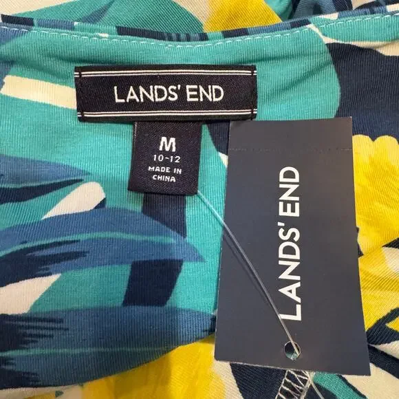 Lands End Tropical Print Sleeveless Fit & Flare Mock Wrap Floral Medium Dress - Picture 7 of 8